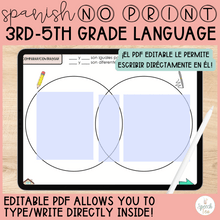 Load image into Gallery viewer, SPANISH No Print Language 3rd to 5th for Speech Therapy
