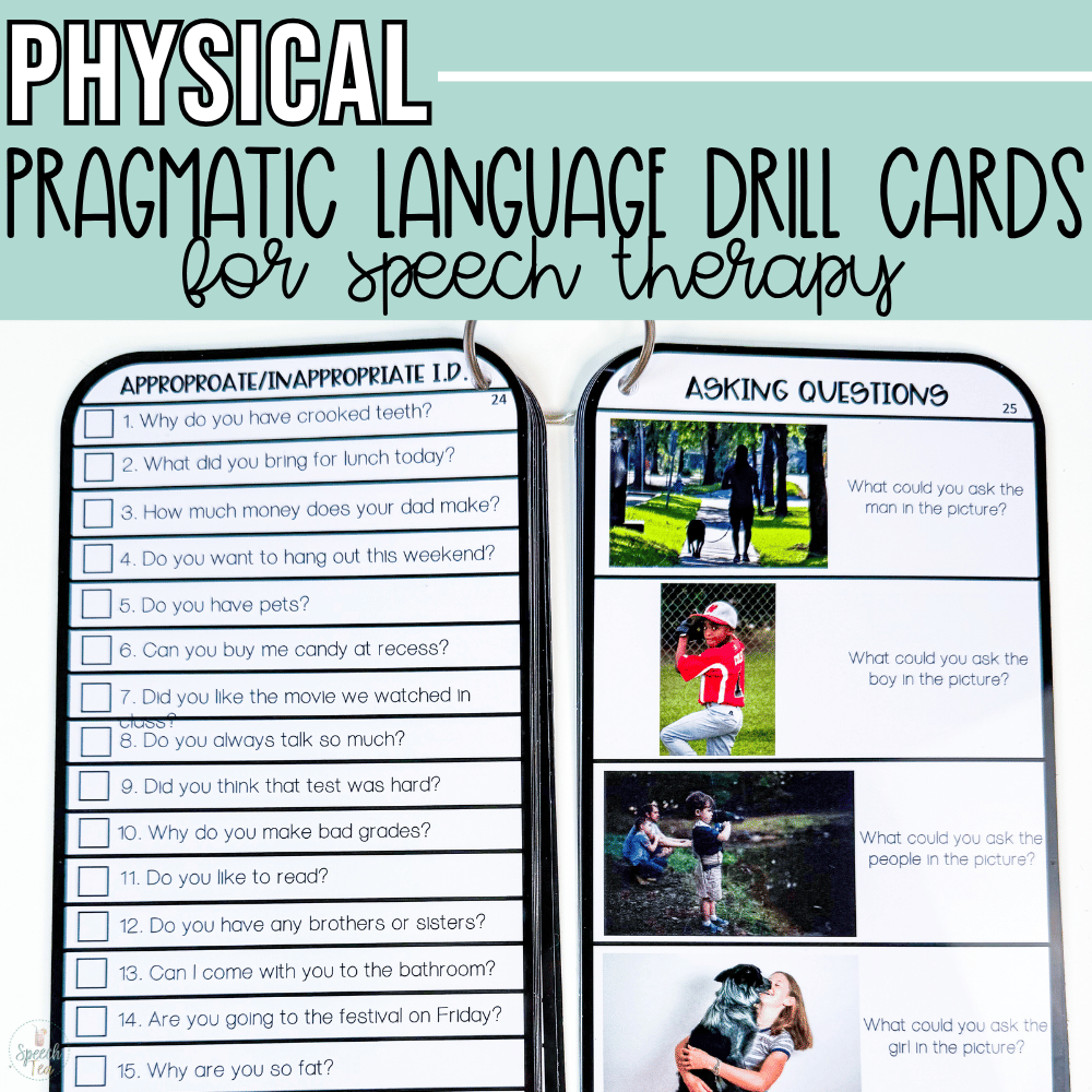 PHYSICAL Pragmatic Language Drill Card Activities for Speech Therapy *PREORDER* | EST. SHIP DATE AUG. 30