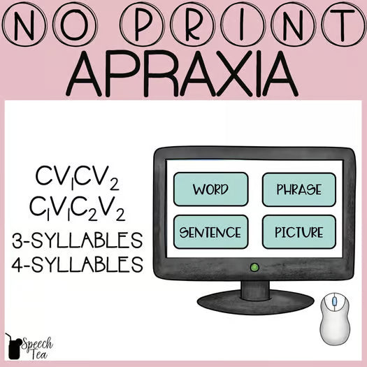 Digital Apraxia - CV1CV2, C1V1C2V2, Multisyllabic Words- Screening, Therapy