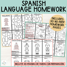 Load image into Gallery viewer, SPANISH Language Homework Color Sheets | Speech Therapy Homework