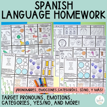 Load image into Gallery viewer, SPANISH Language Homework Color Sheets | Speech Therapy Homework