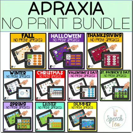 Digital Apraxia Activity Bundle for the Entire Year - Seasons and Holidays