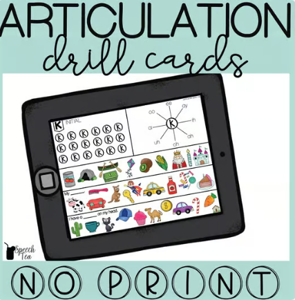 Digital Articulation Drill Cards Activities Bundle for Speech Therapy