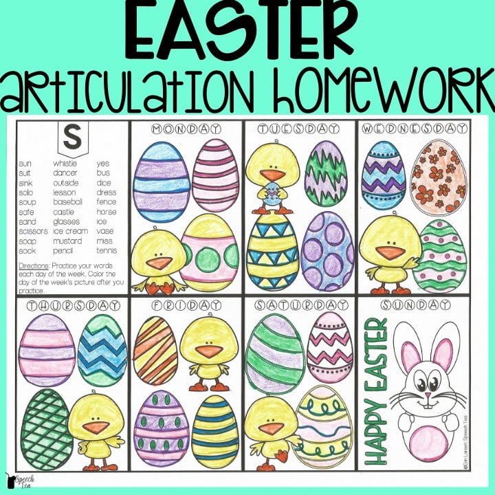 Easter Articulation Homework