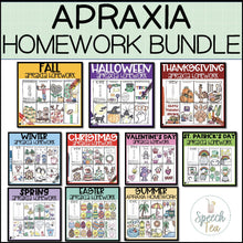 Load image into Gallery viewer, Apraxia Homework Bundle: Seasons and Holidays