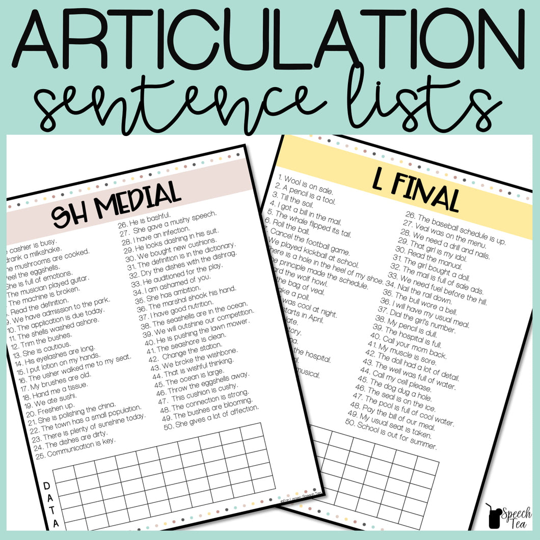 Articulation Sentences Lists