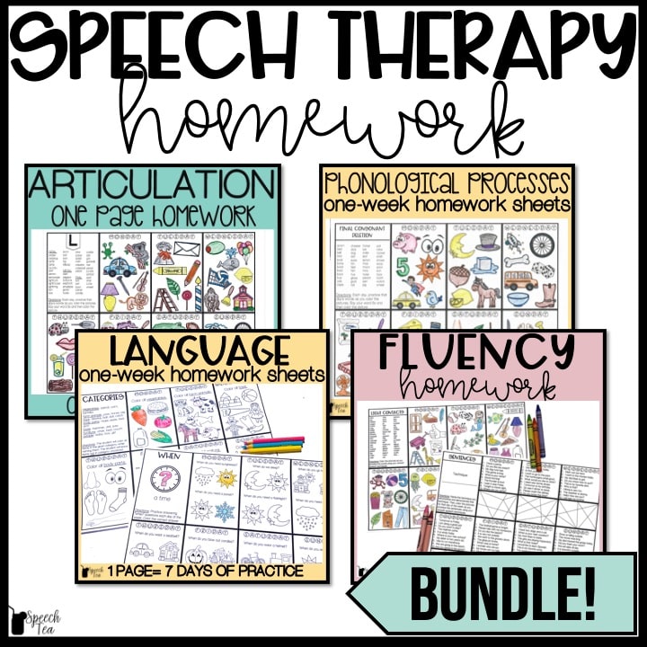 Speech Therapy Homework Bundle