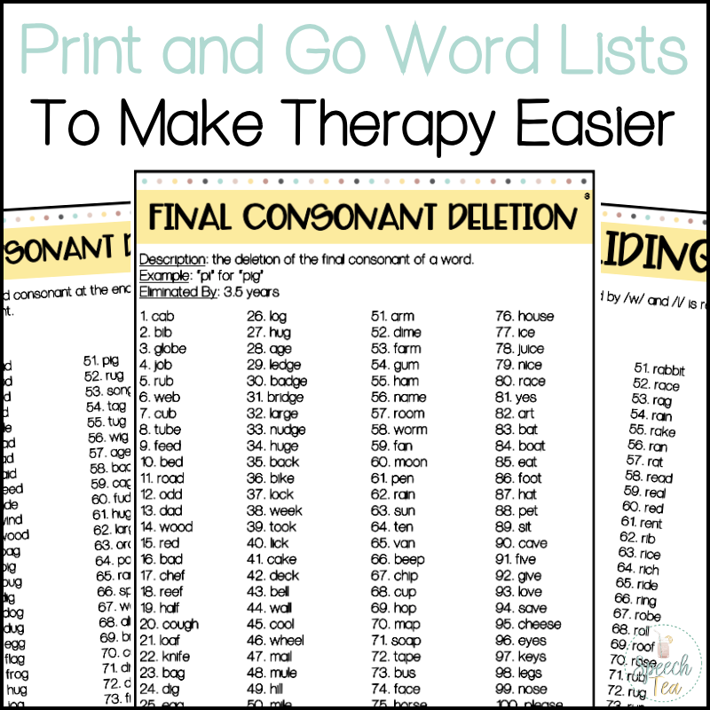 Phonological Word Lists That Make Therapy Easier