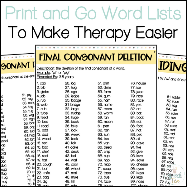 Phonological Word Lists That Make Therapy Easier