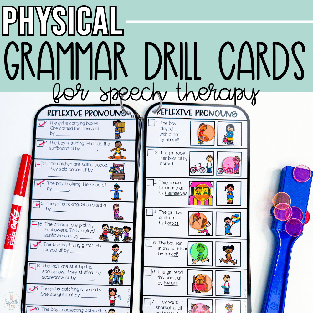 PHYSICAL Grammar Drill Card Activities for Speech Therapy