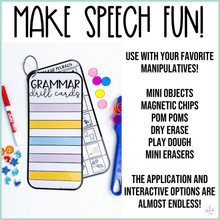 Load image into Gallery viewer, PHYSICAL Grammar Drill Card Activities for Speech Therapy
