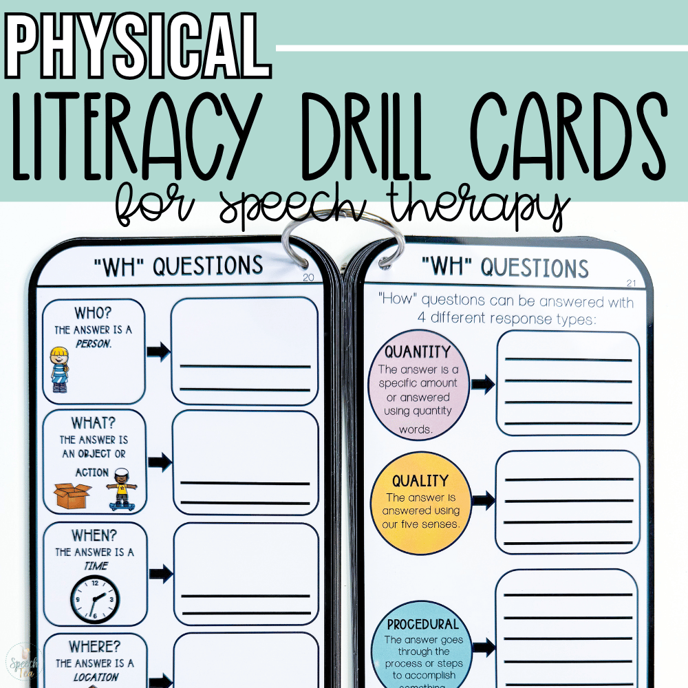 PHYSICAL Literacy Drill Card Activities for Speech Therapy