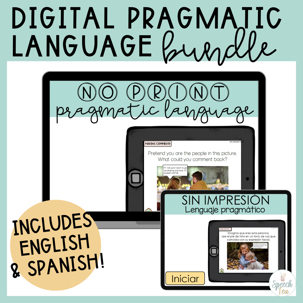 Digital Pragmatic Language for Speech Therapy | Spanish + English BUNDLE