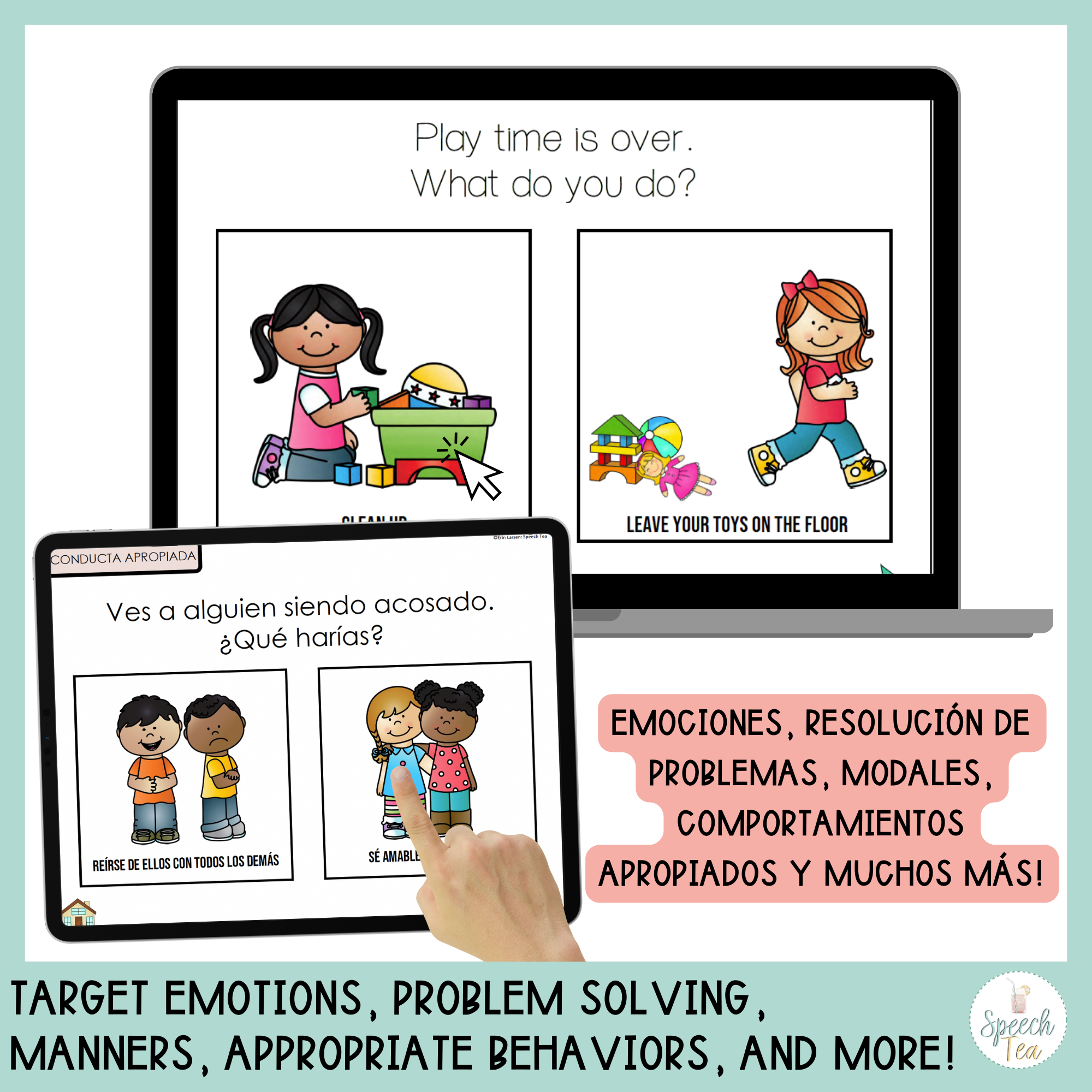 Digital Pragmatic Language for Speech Therapy | Spanish + English BUNDLE
