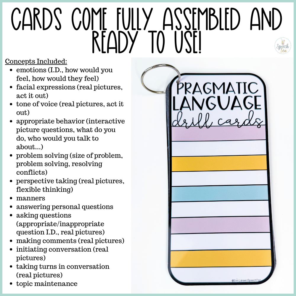 PHYSICAL Pragmatic Language Drill Card Activities for Speech Therapy *PREORDER* | EST. SHIP DATE AUG. 30