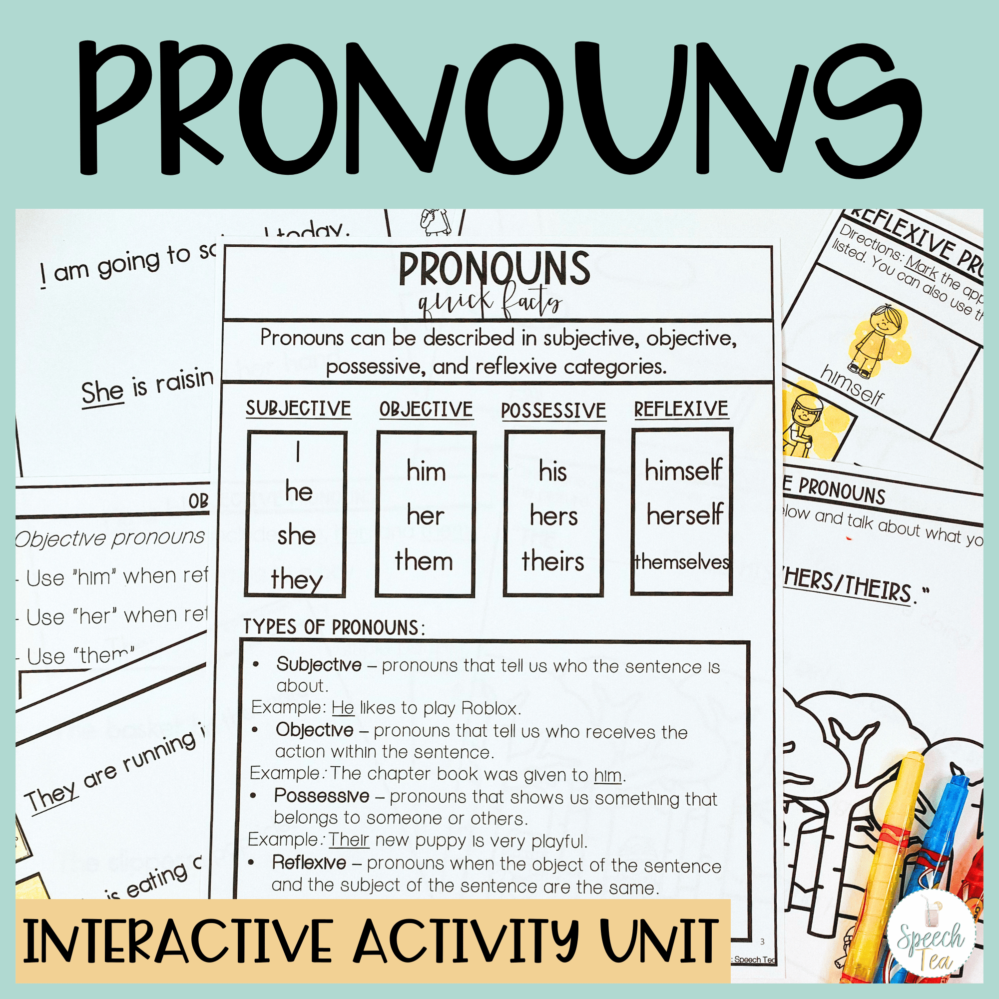 Pronouns Interactive Activity Unit for Speech Therapy