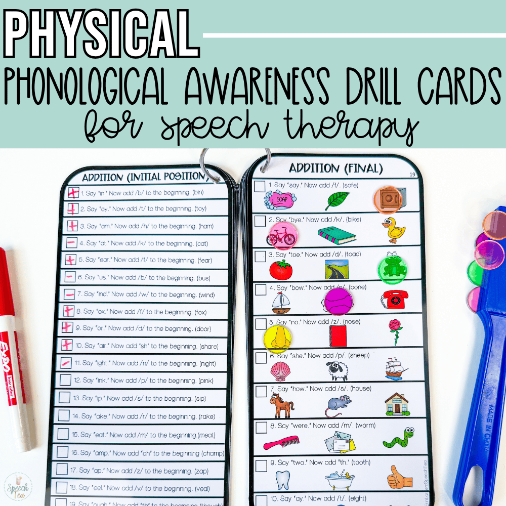 PHYSICAL Phonological Awareness Drill Card Activities for Speech Therapy