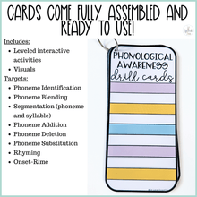 Load image into Gallery viewer, PHYSICAL Phonological Awareness Drill Card Activities for Speech Therapy
