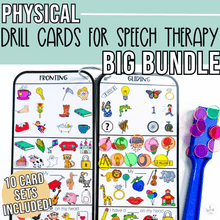 Load image into Gallery viewer, PHYSICAL Drill Card Activities for Speech Therapy BUNDLE (10 Card Sets)
