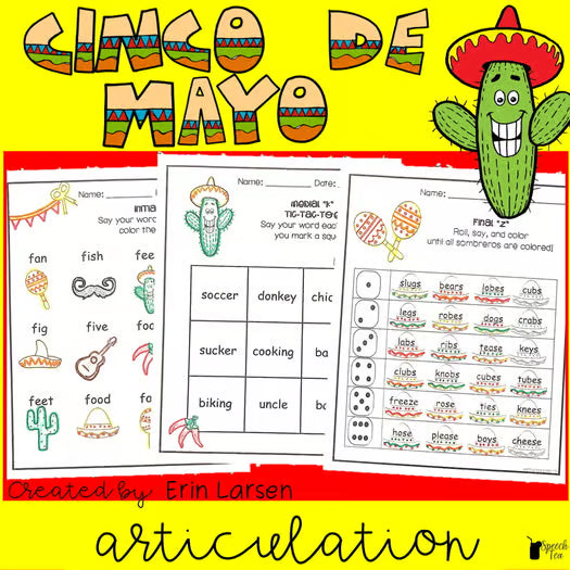 Cinco de Mayo Articulation Activities ALL SOUNDS | Cinco de Mayo Speech Therapy