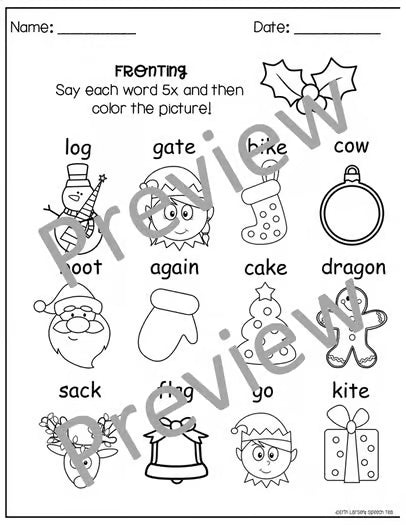 Christmas Phonology Printables