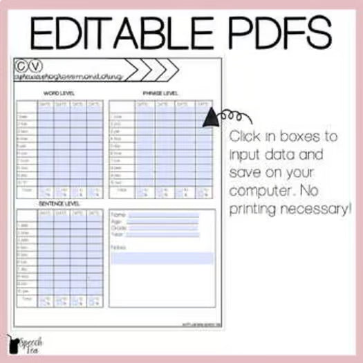 Digital Apraxia - CVCV, VC, CV, CVC for Screening, Progress Monitoring, Therapy