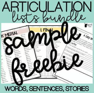 Articulation Lists - /s/ FREEBIE (words, sentences, and stories)