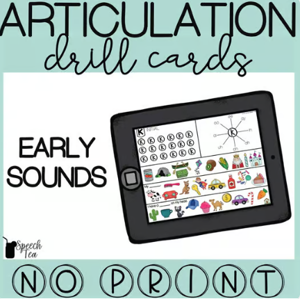 Digital Articulation Drill Cards Activities for Early Sounds