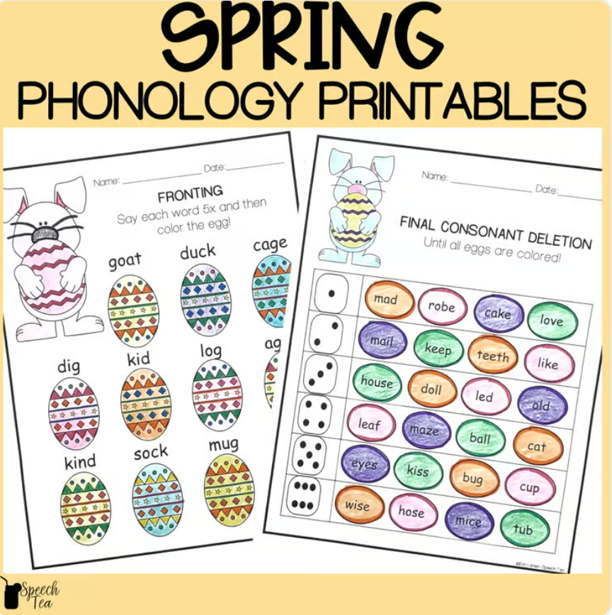 Spring Phonology Printables | Easter Phonology for Speech Therapy
