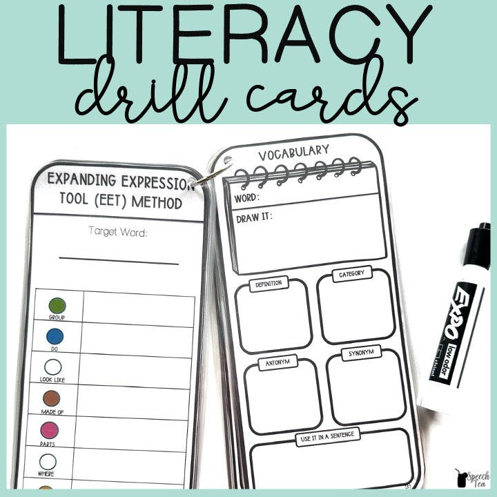 Literacy Drill Cards Activities for Speech Therapy