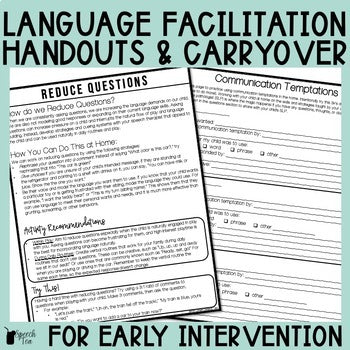 Early Intervention Language Facilitation Strategies Handouts and Home Carryover