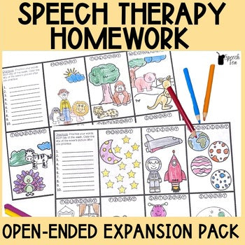 Speech Therapy Homework Color Sheets Themed Expansion Pack