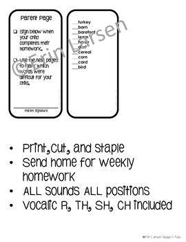 Articulation Homework Mini-books for ALL SOUNDS | Speech Therapy Homework
