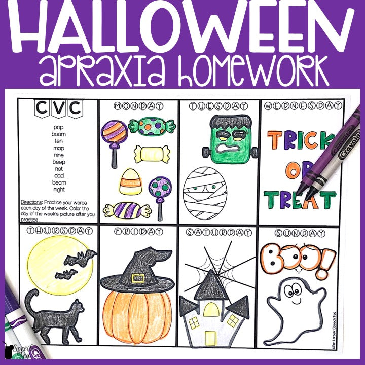 Halloween Apraxia Homework