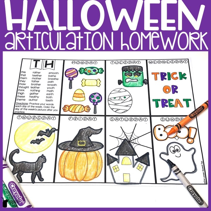 Halloween Articulation Homework