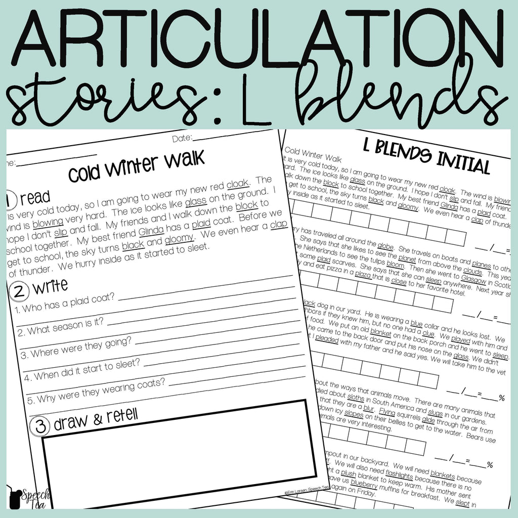 L Blends Articulation Stories