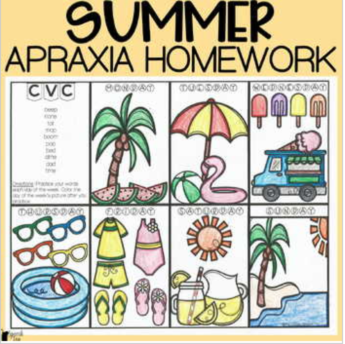 Summer Apraxia Homework