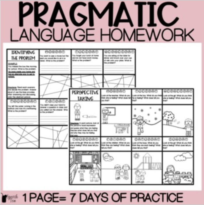 Pragmatic Language Homework Color Sheets