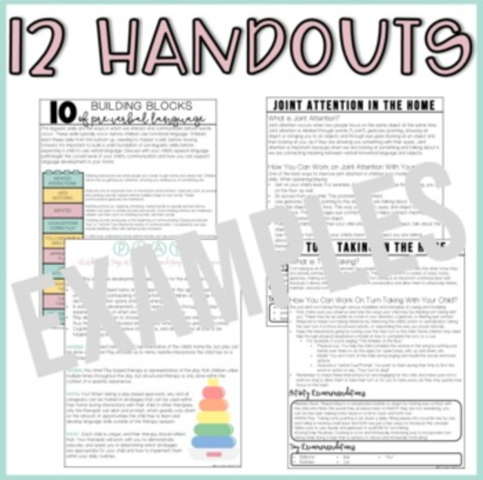 Early Interventions Handouts & Carryover: English and Spanish BUNDLE!