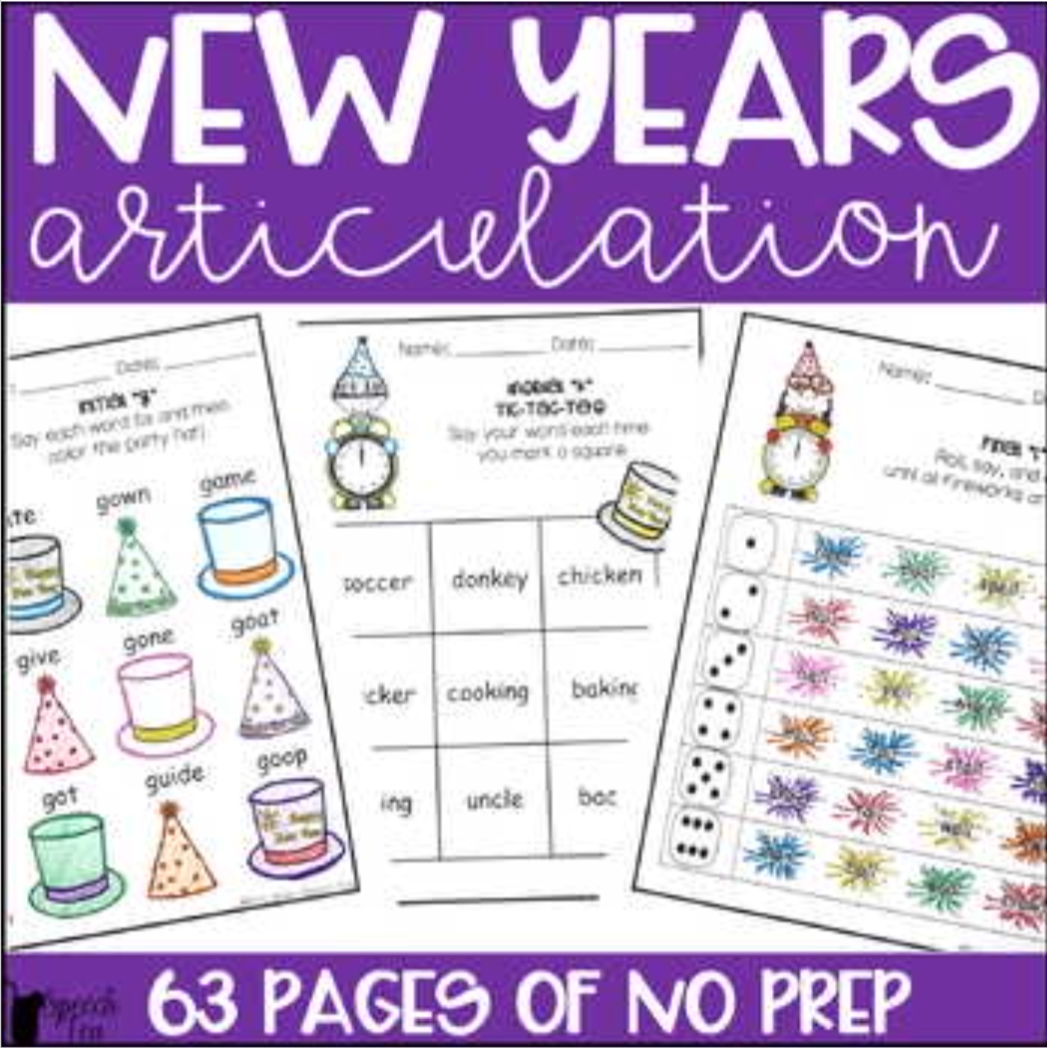New Years Articulation Activities ALL SOUNDS