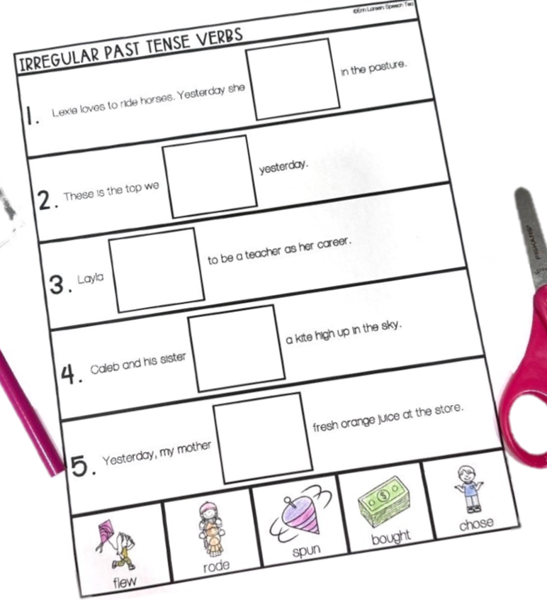 Irregular Past Tense Verbs Interactive Activity Unit for Speech Therapy