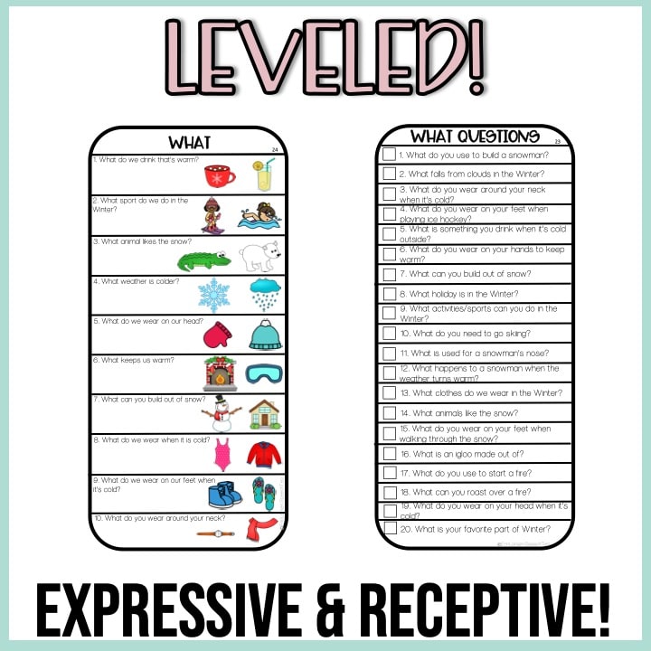 Winter Drill Cards for Speech and Language