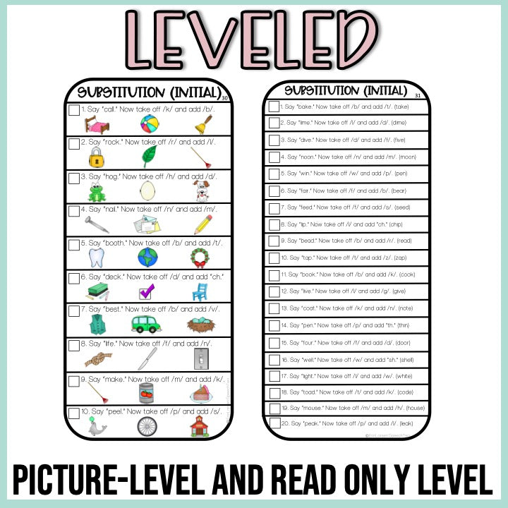 Phonological Awareness Drill Cards