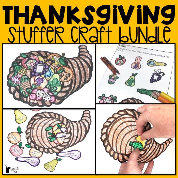 Thanksgiving Speech Therapy Stuffer Craft Bundle