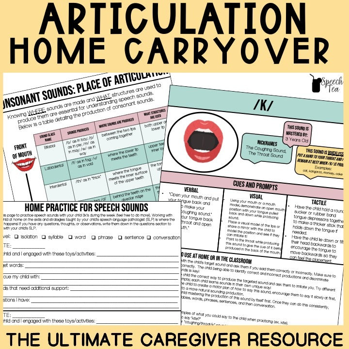 Articulation Handouts and Parent Carryover