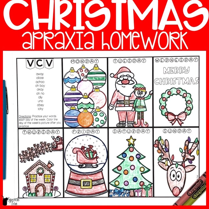 Christmas Apraxia Homework