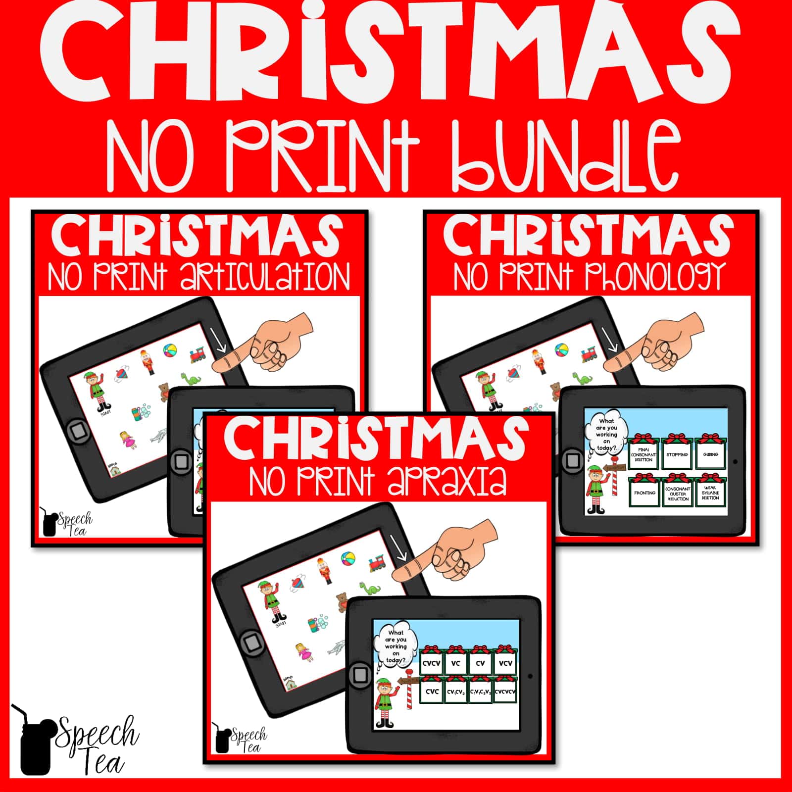 Christmas Speech Therapy NO PRINT Bundle