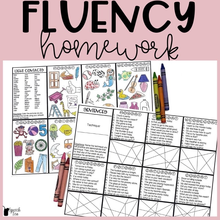 Fluency Homework Color Sheets