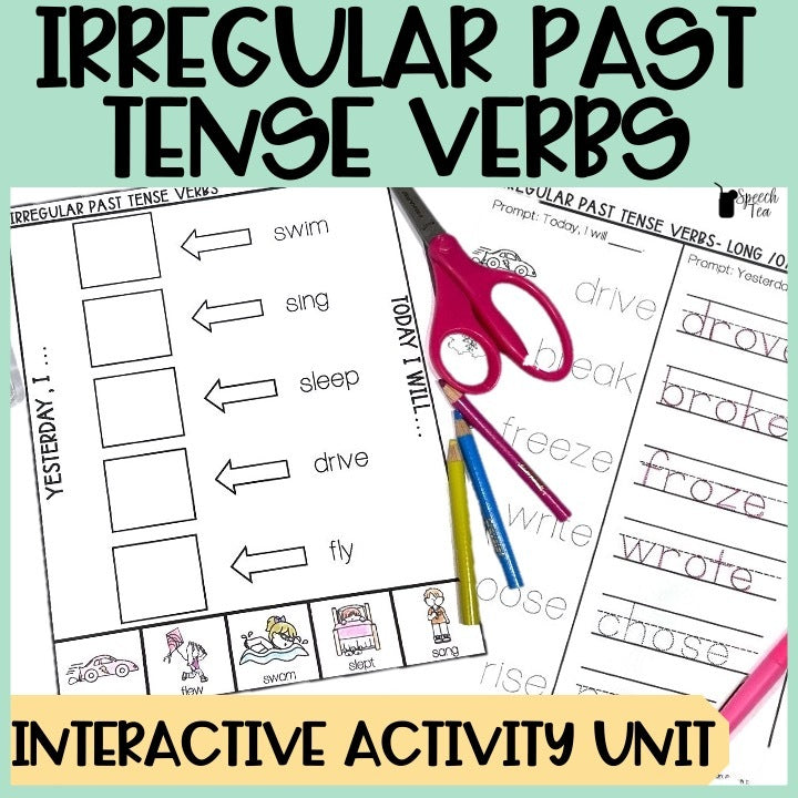 Irregular Past Tense Verbs Interactive Activity Unit for Speech Therapy