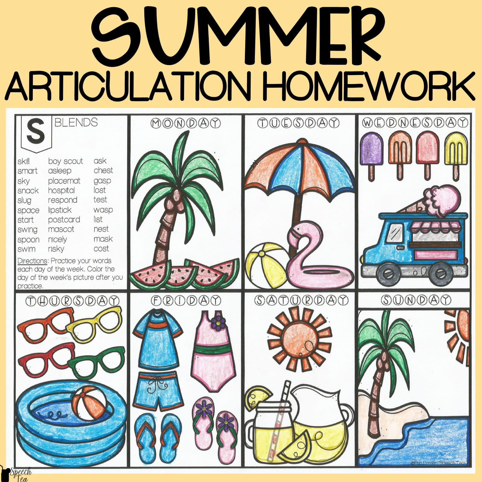 Articulation Homework Bundle